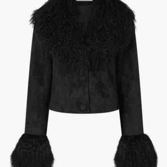 Penny Mongolian Trim Cropped Jacket