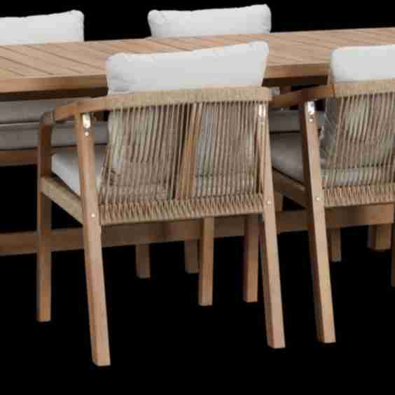 Laguna Light Tone 90" Rectangular Table & 4 Gray Cushioned Chairs