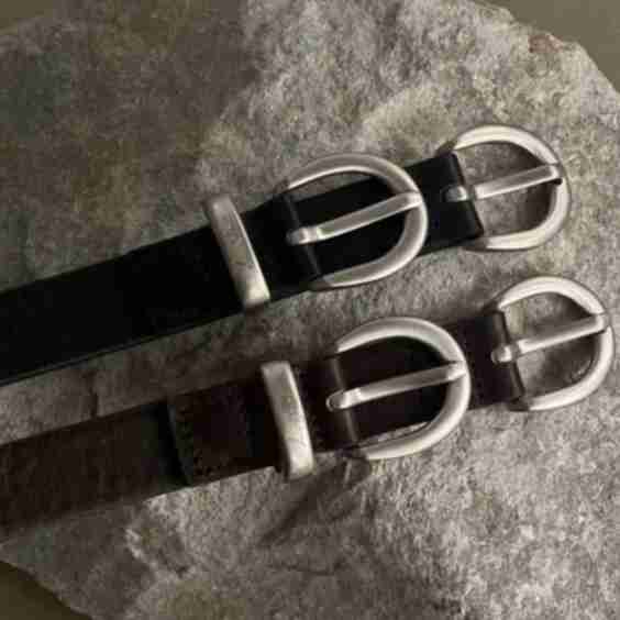 Skinny Leather Belt Double Buckle 