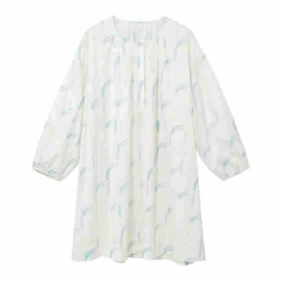 Ruched Collarless Pajama Dress