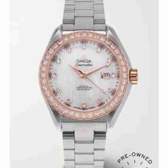 Pre-Owned 2020 Seamaster Aqua Terra 30mm Stainless Steel, 18-Karat Rose Gold, Mother-Of-Pearl And Diamond Watch