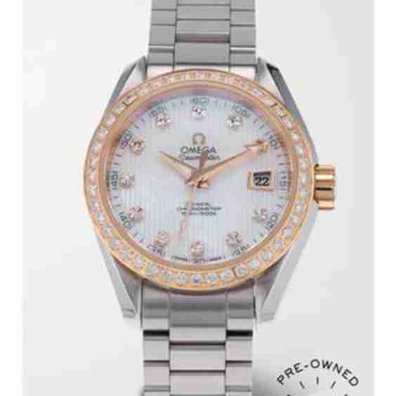 Pre-Owned 2020 Seamaster Aqua Terra 30mm Stainless Steel, 18-Karat Gold, Mother-Of-Pearl And Diamond Watch