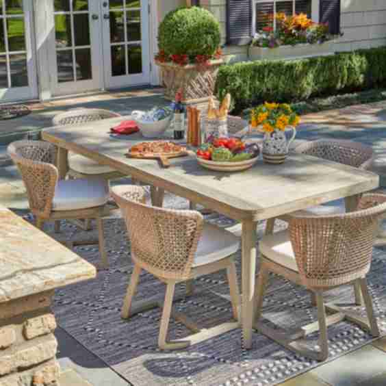Hampton 7-pc. Dining Set in Ivory Wicker