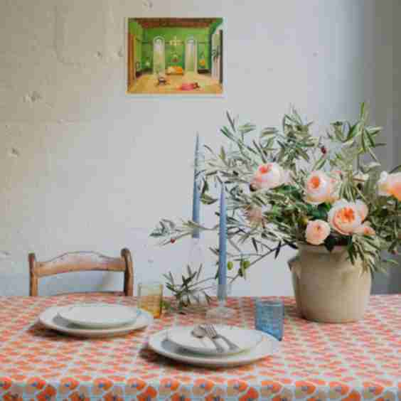 Aliya Hand Block Printed Tablecloth