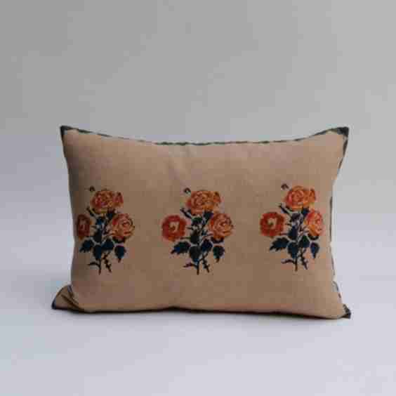 Pari - Hand Block-printed Linen Pillowcase