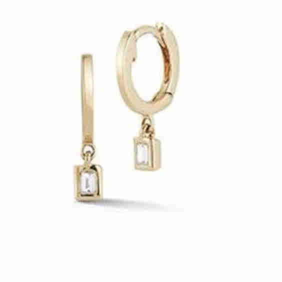 Sadie Pearl Baguette Bezel Drop Mini Huggies