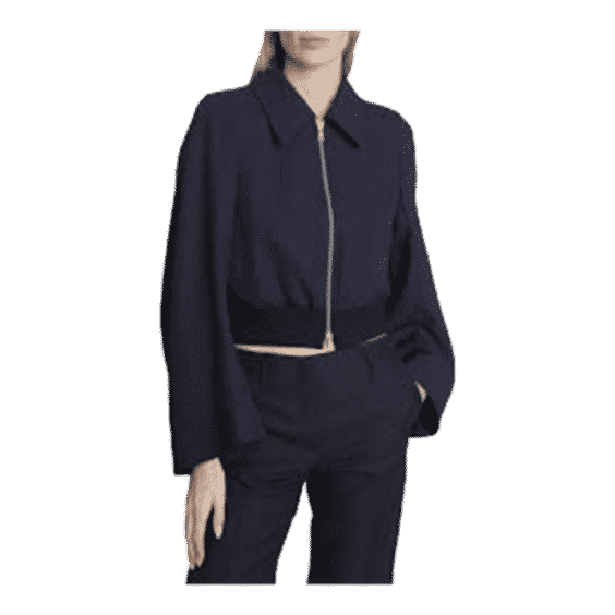 Cropped Twill Bomber Jacket