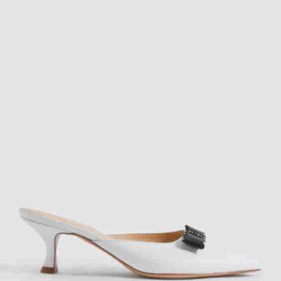 Open-Back Kitten Heels In White/Black