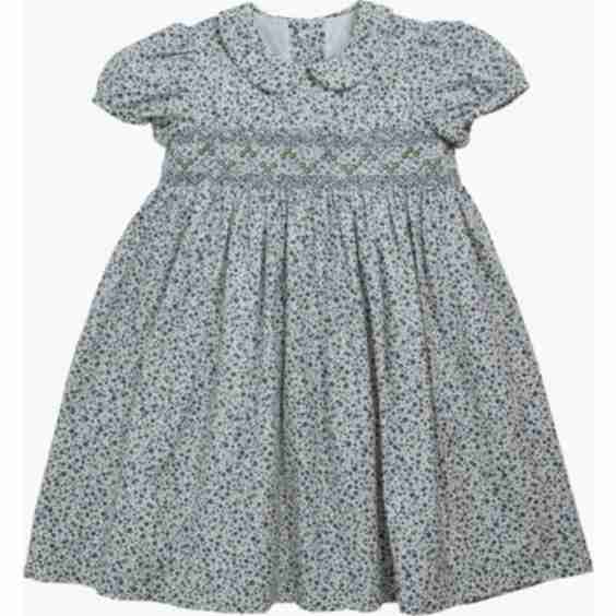 Jujube Floral Peter Pan Collar Short Puff Sleeve Smocked Dress 