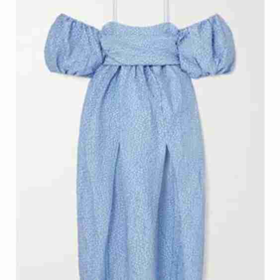 Joel Belted Cold-Shoulder Matelassé Satin-Jacquard Dress