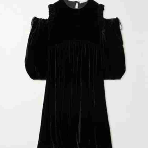 Julius Cold-Shoulder Pleated Velvet Dress