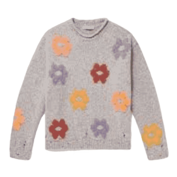 Floral Intarsia Wool Blend Sweater