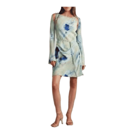 Cutout Tie-Dyed Floral-Print Crepe Mini Dress