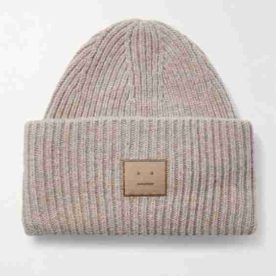 Pansy Ribbed-Knit Wool Beanie