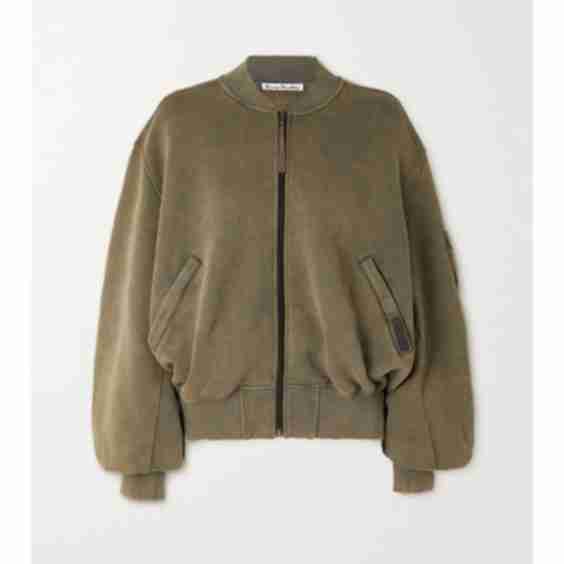 Distressed Cotton-Jersey Bomber Jacket