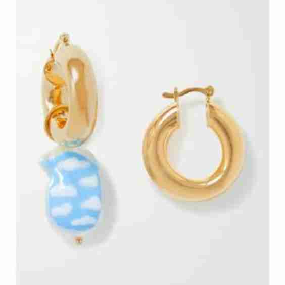 Sky's The Limit Gold-Plated Pearl Hoop Earrings