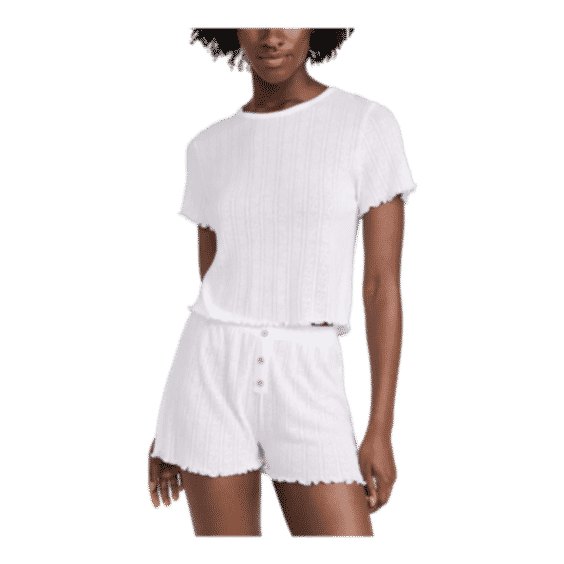 Pointelle Knit T-Shirt And Bed Short