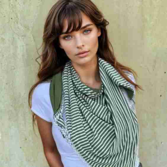 Pearl Trimmed Green Scarf
