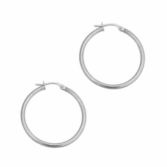 14K White Solid Gold Everything Hoops