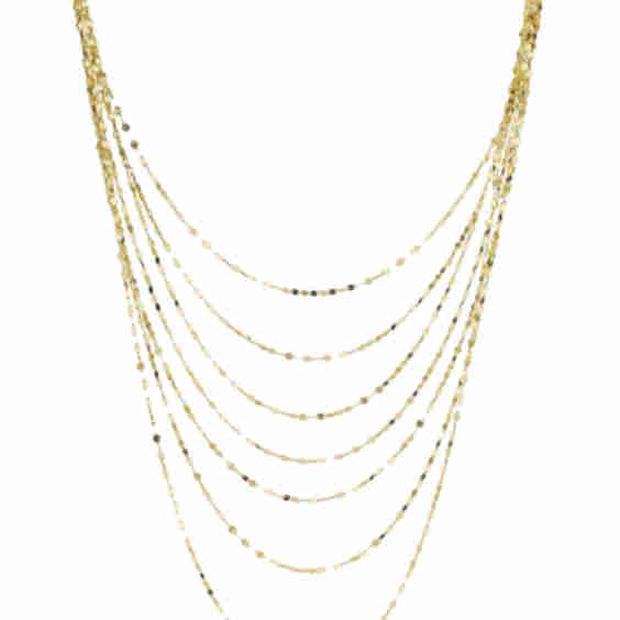 14K Yellow Solid Gold Cabaret Layered Necklace