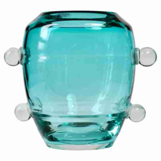 Mid-Century Modern Large Textured Italian Green Murano Glass Vase 1980s