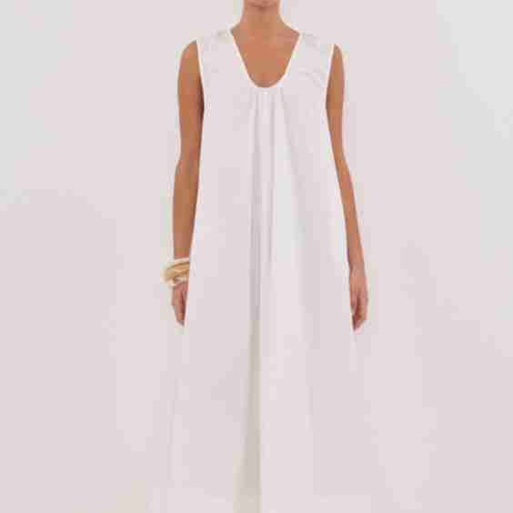 Gabby White Cotton Midi Dress