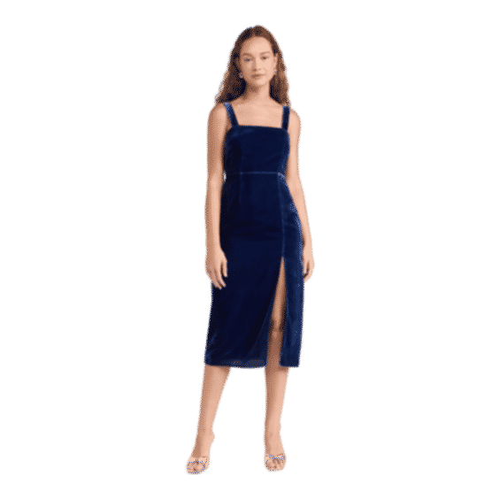 Mara Navy Velvet Midi Dress