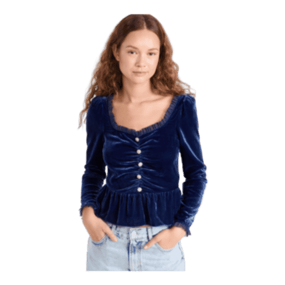 Sabine Navy Velvet Top