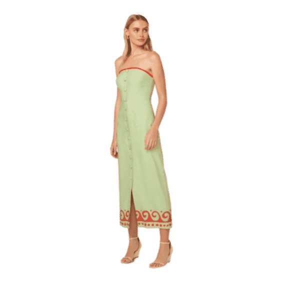 Gilda Pistachio Wave Print Midi Dress
