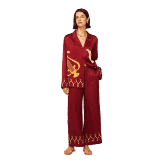 Romina Merlot Cygnus and Lyra Embroidered Trousers