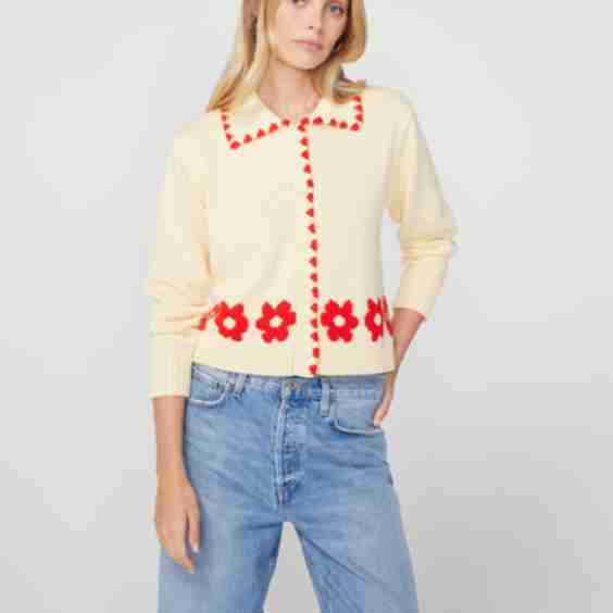 Polly Red Tiled Floral Cardigan