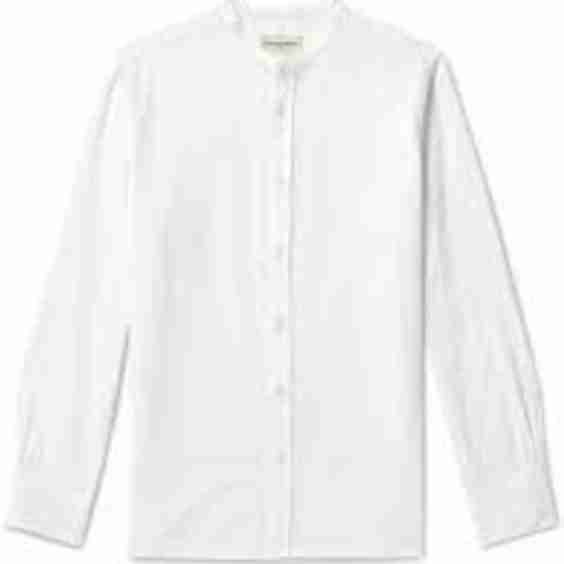 Gaston Grandad-Collar Cotton-Seersucker Shirt