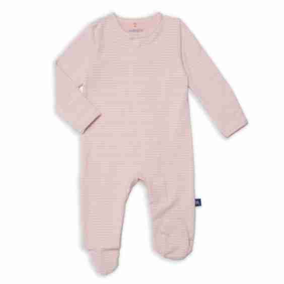 egret/peach stripe CloudStretch magnetic footie