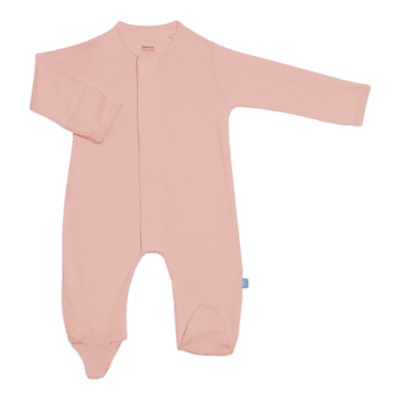 coral pink organic cotton magnetic footie