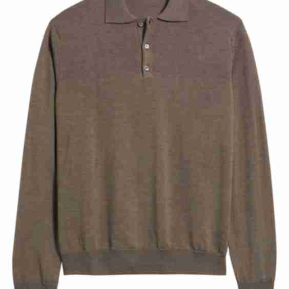 Long Sleeve Cashwool Polo Sweater