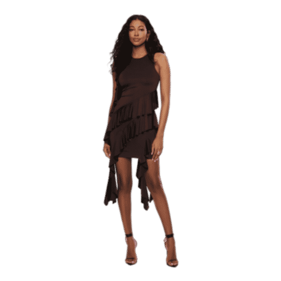 Asymmetric Ruffled Mini Dress