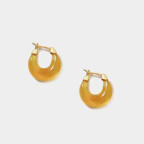 Anouk Mini Hoop - Yellow Agate