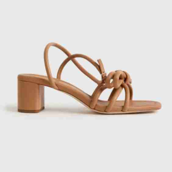 Mikel Cappuccino Bow Mid−Heel Sandal