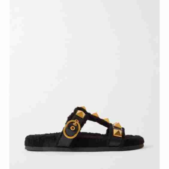 Black Garavani Roman Stud Leather Sandals