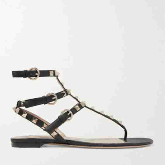 Black Garavani Rockstud Leather Sandals