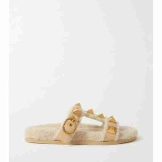 Beige Garavani Roman Stud Leather Sandals