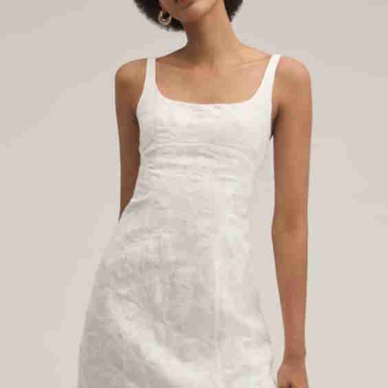 Camilla Square-Neck Linen Mini Dress