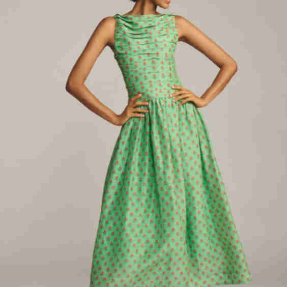 Val Sleeveless Ruched Linen-Silk Dress