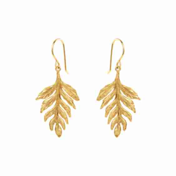 Gold Fern Drop Earrings