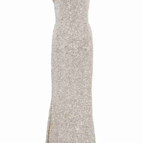 High Neck Crushed Sequined Gown
