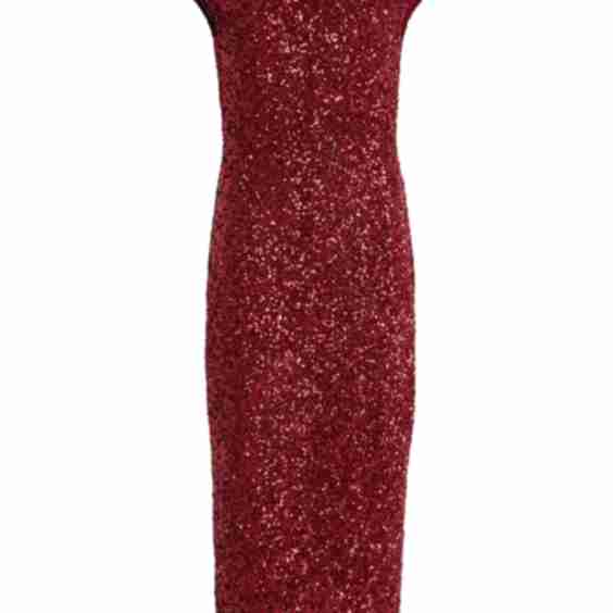 Crushed-Sequin Midi Dress