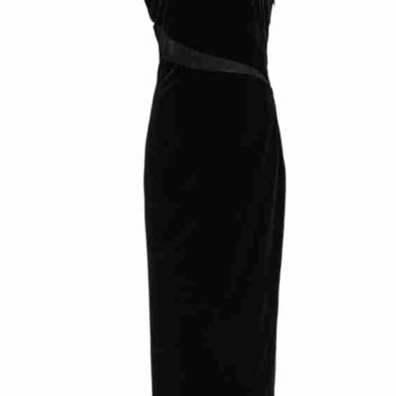One Shoulder Velvet Midi Dress