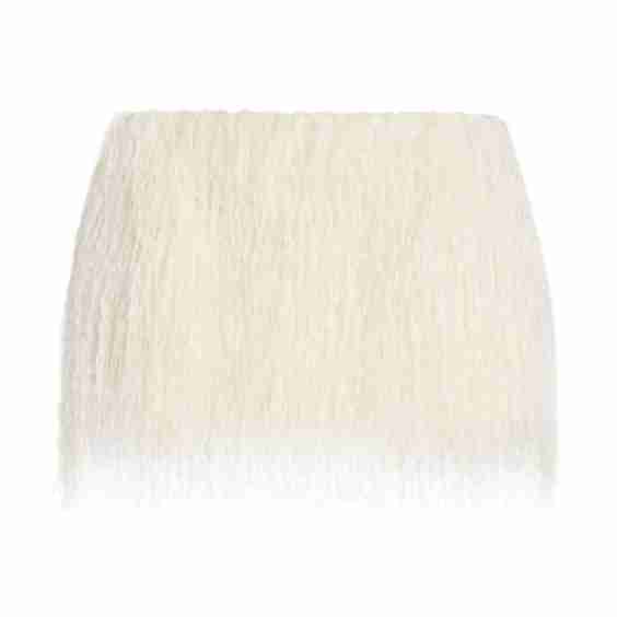 Fringed Knit Mini Skirt