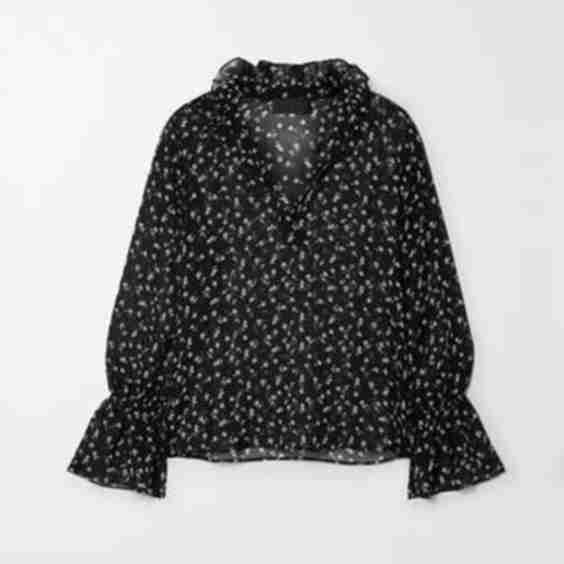 Demi Ruffled Floral-Print Silk-Georgette Blouse