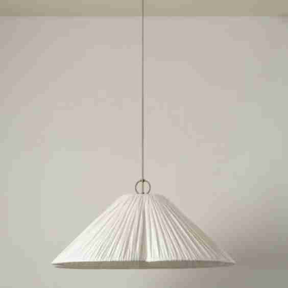 Lindi Aged Brass And Linen Scalloped Pendant